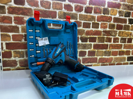 О1 Шуруповерт Makita 18v 2 акб + набор бит 123 №К00007010