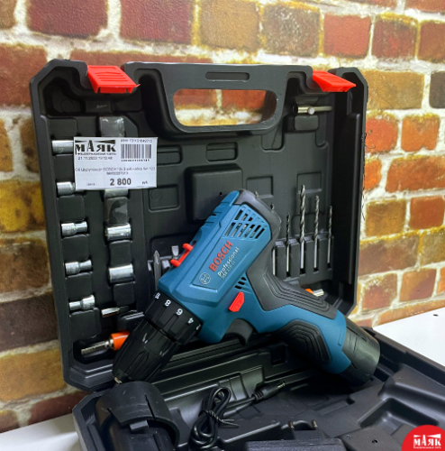 О6 Шуруповерт BOSCH 12v 2 акб набор бит 123 №К00007919