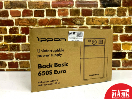 О7 Б/У Бесперебойник IPPON Back Basic 650S Euro, 360Вт 650ВА №e00420363